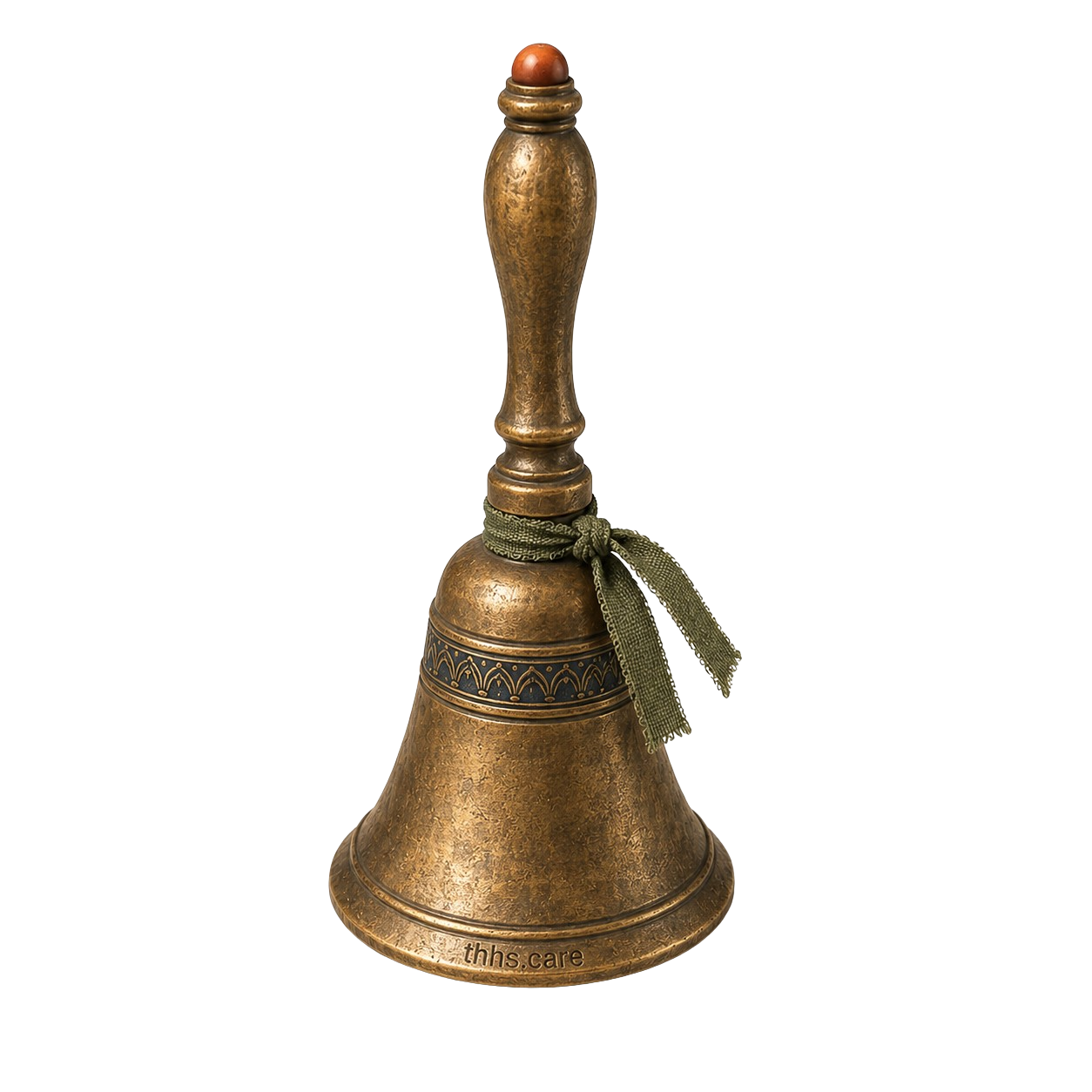 Antique brass hand bell representing speaking up and being heard